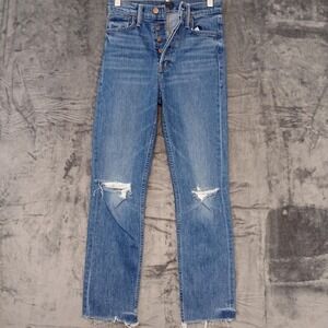 Mother Jeans Womens 25 The Tomcat Ankle Fray Globe Trotter Made USA Button Fly